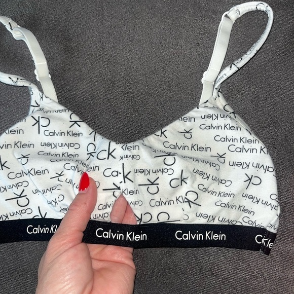 Calvin Klein Monochrome Logo Bralette Small Black White Bra CK - Picture 4 of 6
